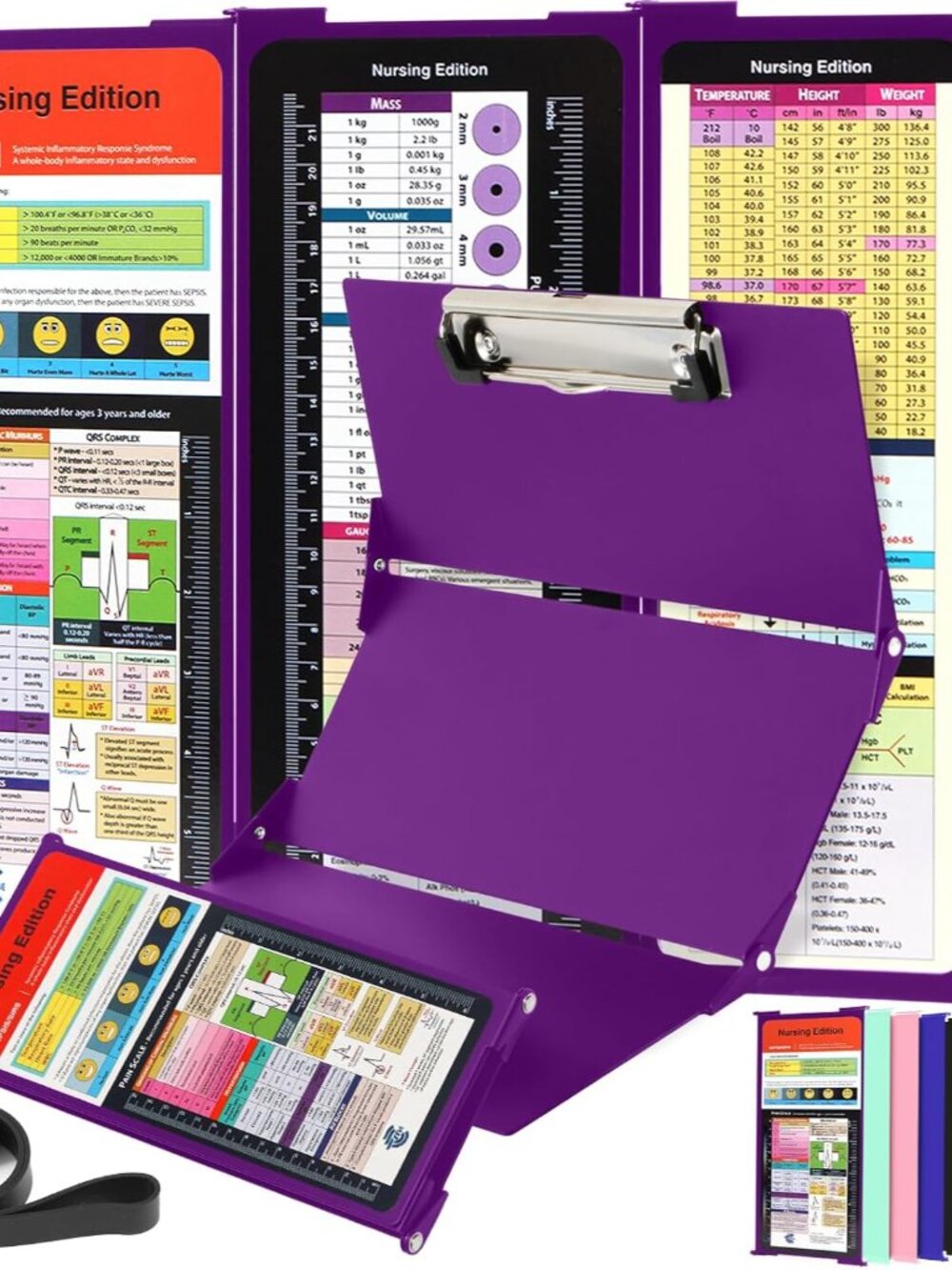 Nursing Clipboard with Nursing and Medical Edition Cheat Sheets 3 Layers Aluminu